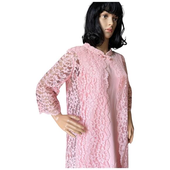 50-60's Vintage Pink dress with matching Lace coat Ladies dress size medium - Picture 6 of 17